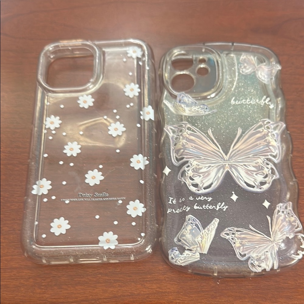 iPhone 12 mini cases. Clear Floral and Butterfly Phone Case Set